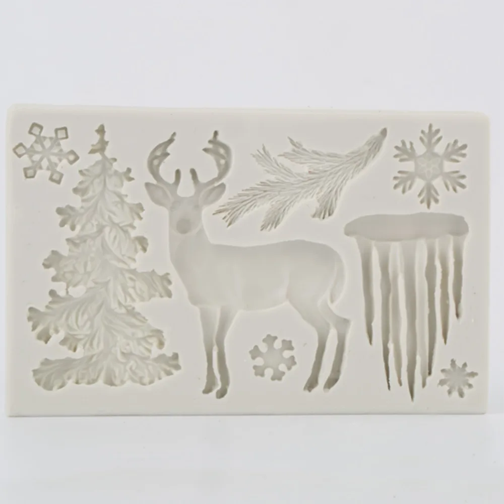 

Feihuan 1pcs Christmas Snowflake Deer Silicone Cake Mould Fondant Mold Cake Decorating Tools Chocolate Gumpaste Mold FM1404