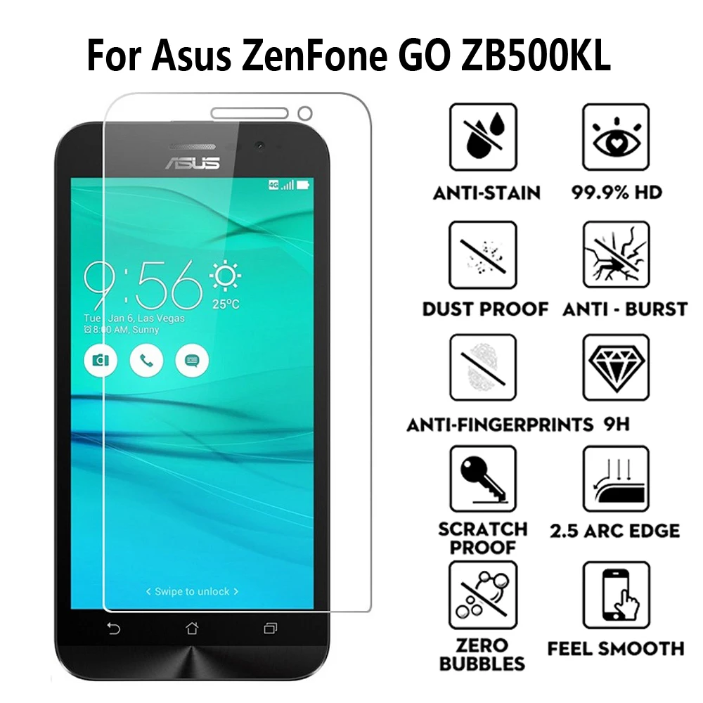 2 шт. для Asus ZenFone GO ZB500KL ZB500KG закаленное стекло 9H Защитная пленка для переднего экрана на ZB 500KL 500 кг X00AD X00BD