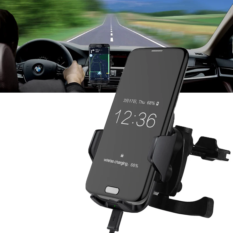 

Wireless Car Fast Charger Stand Dashboard Air Vent Mount For Samsung S7 Android Phone