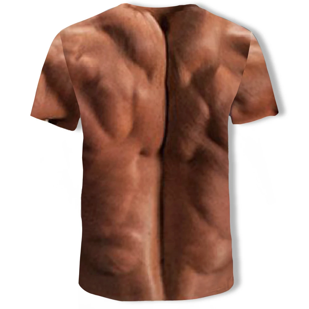 6XL Плюс Размер Мышцы С Коротким Рукавом Футболка Мужчины Топ Поддельные Pectorales 3D
