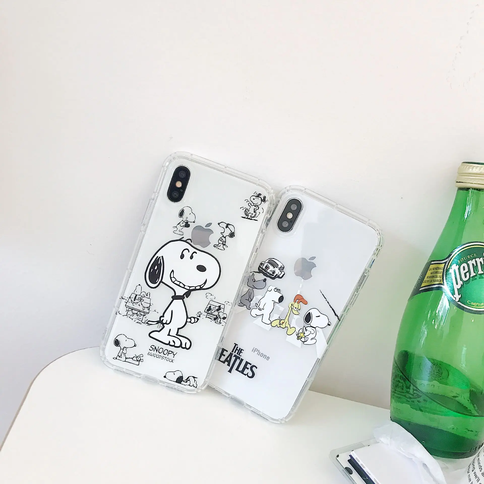 Cartoon cute Snoopy transparent phone case for iphone 6 6s 7 8 plus iphoneX XR XS MAX anti-fall luxury mobile holder |