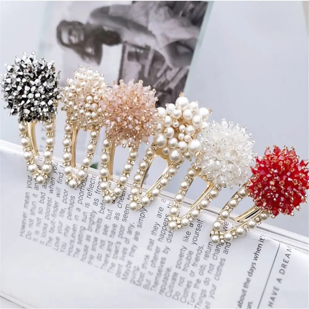 

Luxury Crystal Rhinestones Hair Clip Hair Pin for Women Imitation Pearl Flower Hairclip Handmade Waterdrop Hair Accessories
