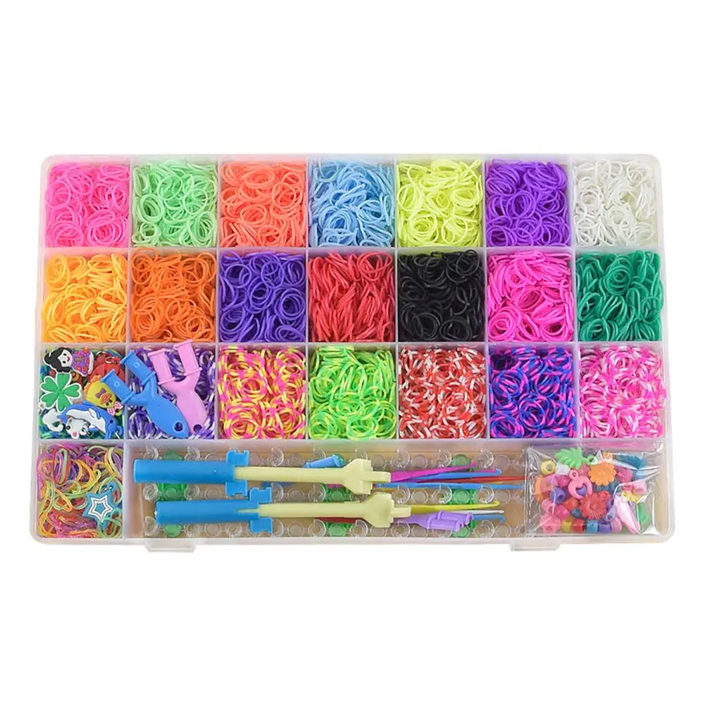 Creative DIY Toy Rainbow Rubber Band Twisting Loom Set Rubber Weaving Machine Band 28 Set Friendship 3