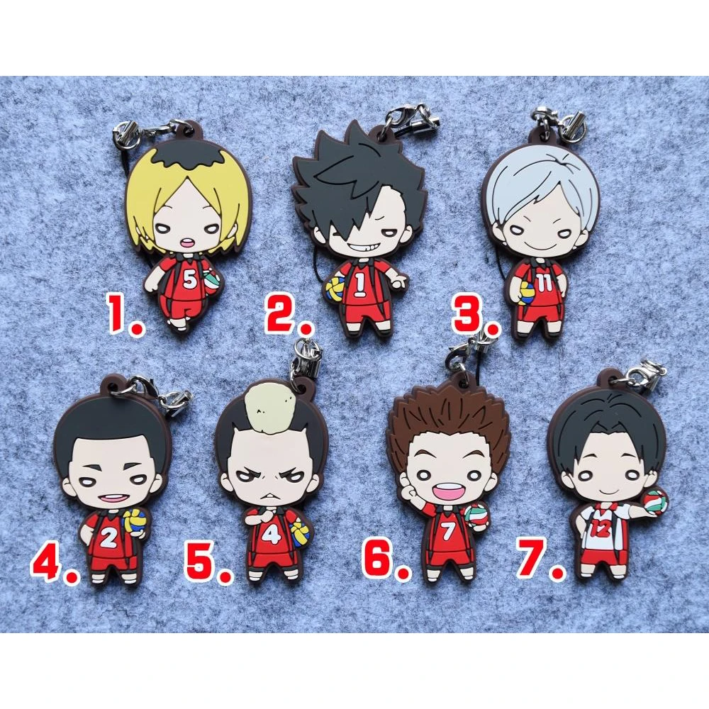 Haikyuu! Резиновый брелок для ключей аниме Nekoma Kozume Kenma Kuroo Tetsurou Riefu Shibayama Inuokaso Taketora
