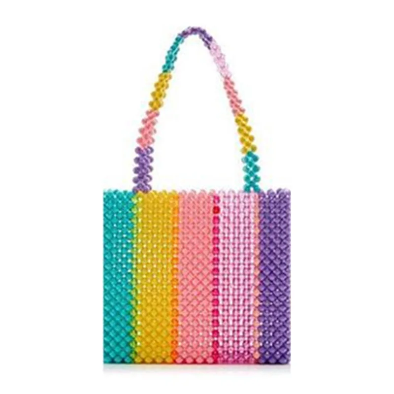 Жемчужная сумка, акриловая коробка с бисером, сумка-тоут, Женская Дамская сумочка для вечеринок, летняя сумка, роскошная брендовая фиолетовая, белая - Цвет: 3