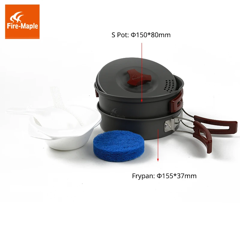 Fuego de arce de olla de Camping al aire libre 1-2 personas conjunto se Cocina al aire libre cubiertos Panelas campamento Cocina utensilios de Cocina de Picnic FMC-203