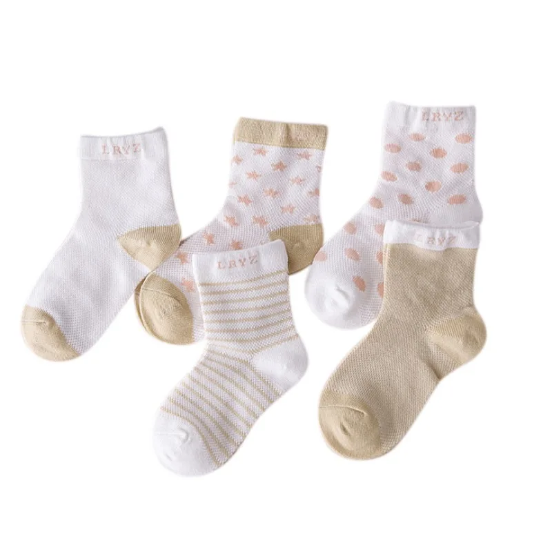 

HOT sale Baby Boys Girls Socks Summer Stars Dot Children's Net Socks Cotton Comfort Baby Socks 5 Pairs 2018