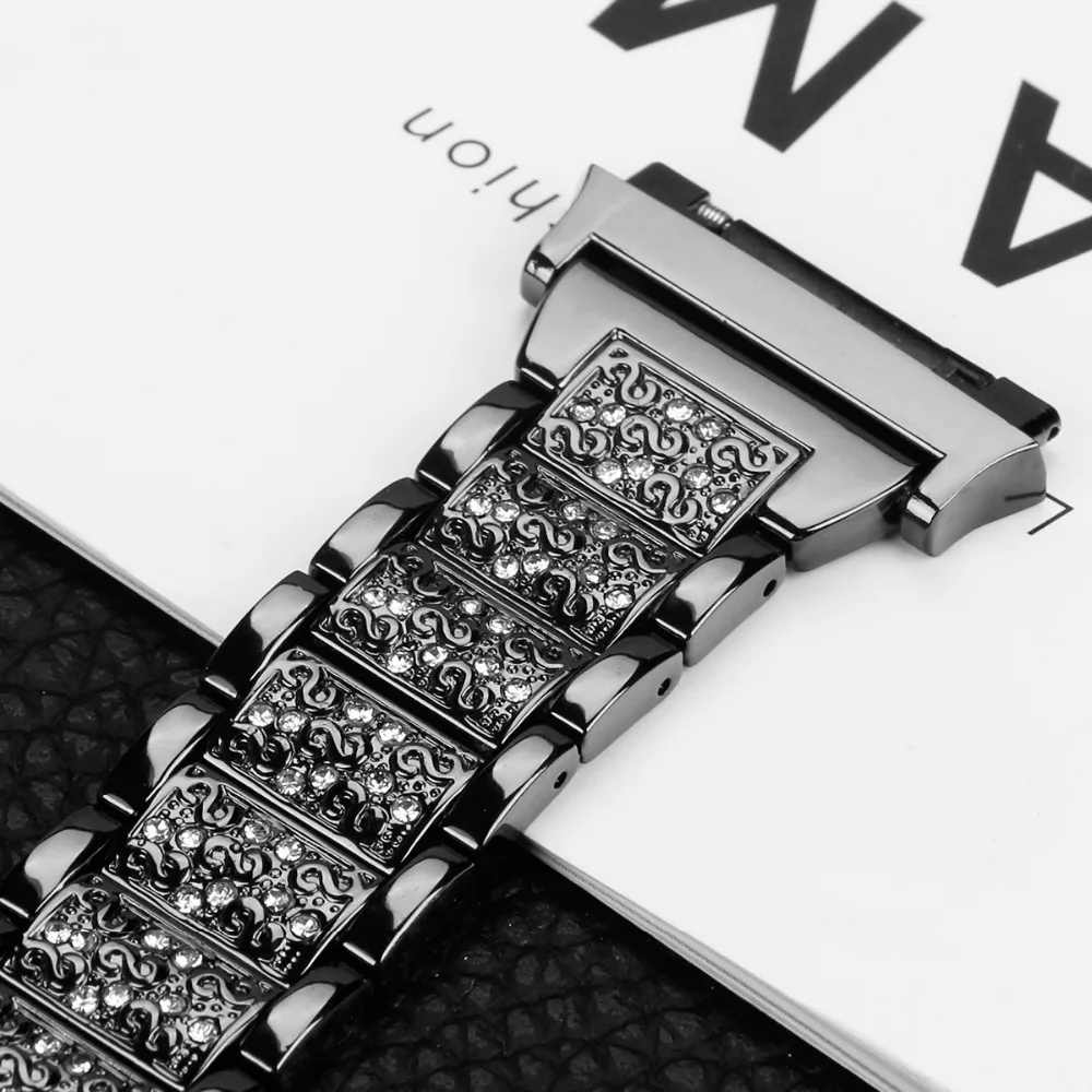 Metal Bands for Fitbit Ionic Replacement Band stainless steel with Rhinestone Bling Adjustable Bracelet  (17)