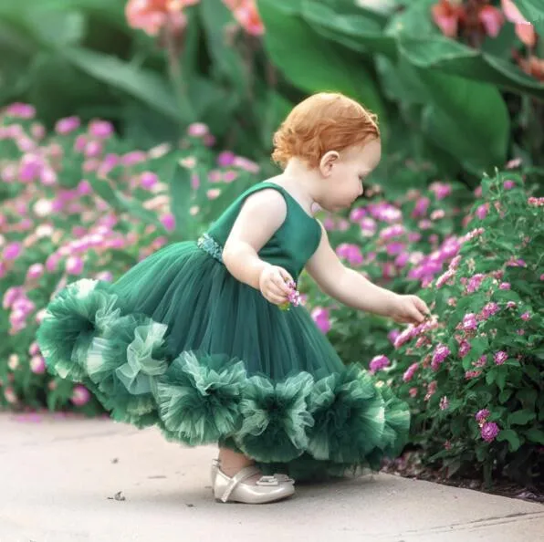 emerald flower girl dress