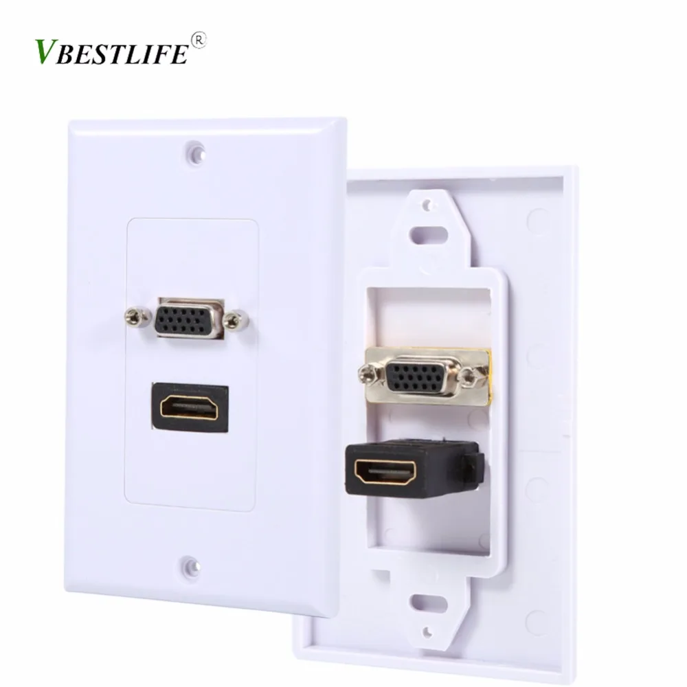 HDMI VGA настенная пластина HDMI Female+ VGA Female AV настенная пластина розетка видео розетка лицевой разъем Пластина для домашнего бизнеса местоположения