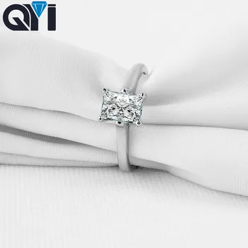 

QYI 925 Sterling Silver Jewelry Halo Ring 1 ct Rectangle Cut Women Engagement Jewelry Zircon Wedding Rings Gift High-end silver