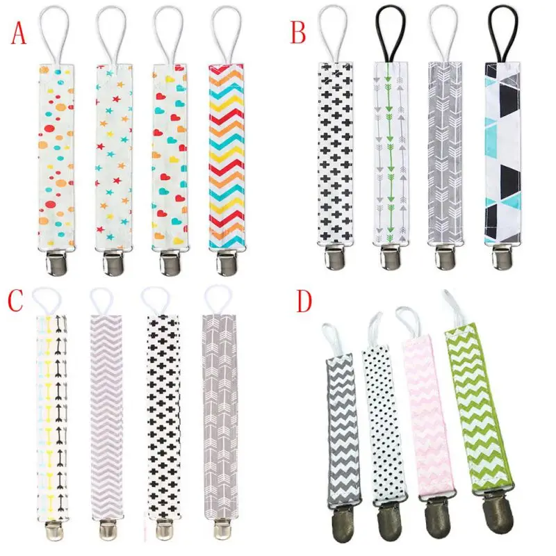 

4Pcs Baby Pacifier Clip Chain Ribbon Dummy Holder Soother Pacifier Clips Leash Strap Nipple Holder For Infant Feeding