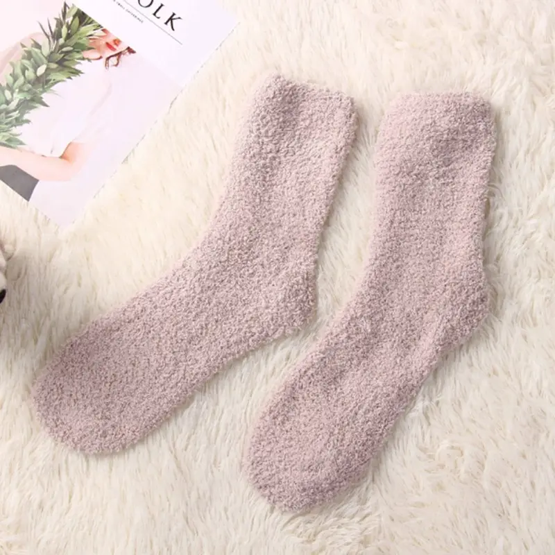 

Women Cozy Cashmere Socks Winter Warm Sleep Bed Socks Floor Home Fluffy Socks Coral velvet Feet Warmer Christmas gift meias