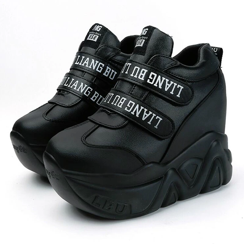 US $19.59 Wgznyn Spring Autumn 12 Cm Super Hihg Wedge Shoes Woman Sneakers Female Casual Shoes Hook Loop Comfortable Platform Sneaker W05