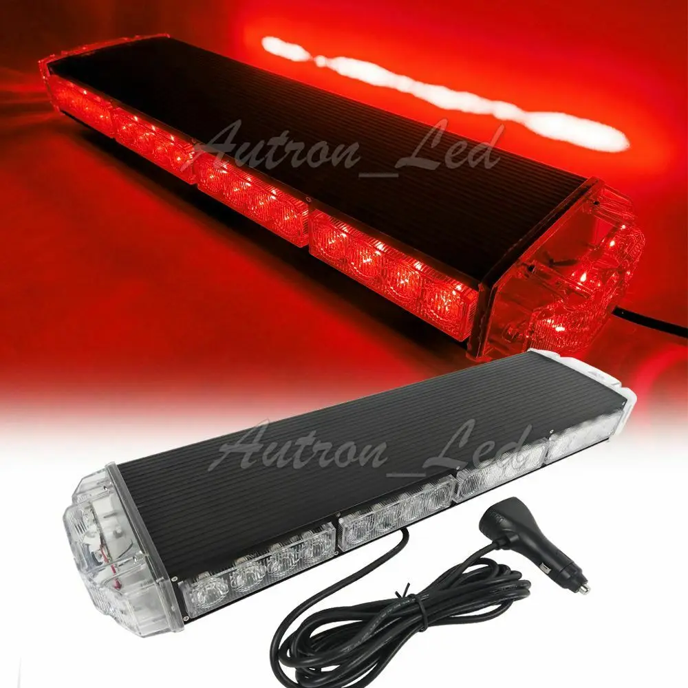 

20" 38 LED Red Beacon Flashing Strobe Rooftop Response Signal Work Light Bar 38W
