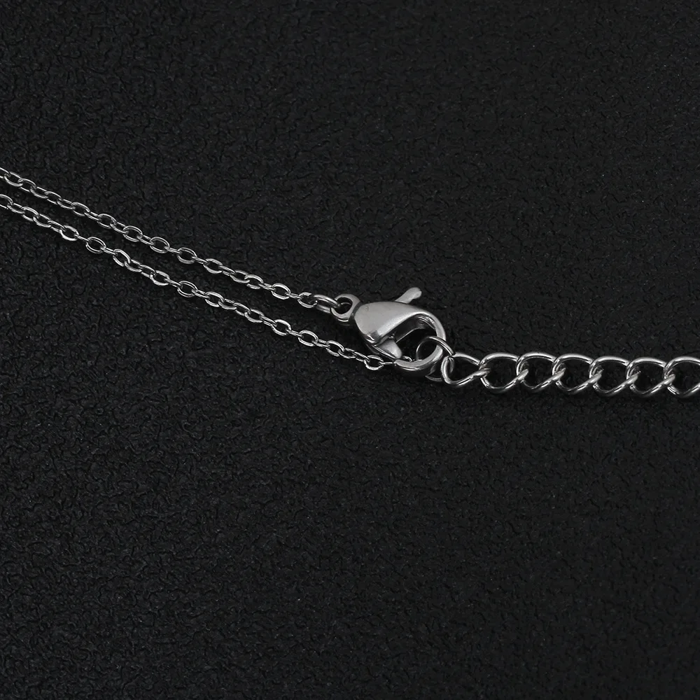 AMORUI Women Heart Pendants Necklace Stainless Steel Blue Silver Women Pendant Necklace Fashion Trendy Femme Chain Necklaces