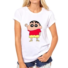 Лето Забавный Для женщин футболка милые Crayon Shin-Chan с персонажами из мультфильмов для девочек короткий рукав Летняя одежда футболка 47N-1