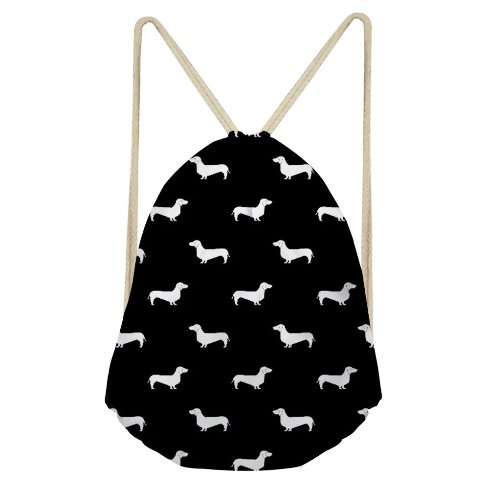 

ThiKin Dachshund Dog Women Drawstring Bag Adult Travel Storage Bags Flowers Dog Backpacks mochilas mujer Shoulder Bag