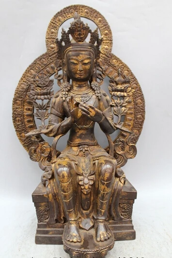 

xd 002424 20"Tibet Tibetan Buddhism Bronze Gold Sitting Maitreya Buddha Bodhisattva Statue