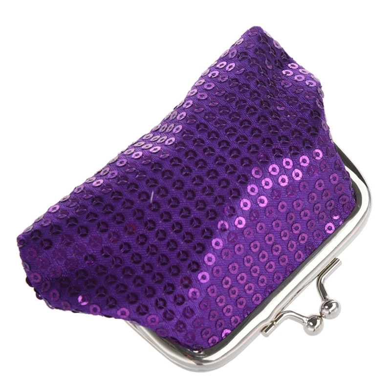Женский кошелек с блестками для монет с пряжкой мини-кошелек(фиолетовый