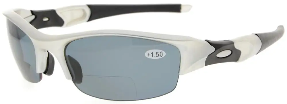 TH6166PGSG Eyekepper TR90 небьющиеся спортивные поликарбонатные полудрагоценные поляризационные бифокальные Солнцезащитные очки для чтения - Цвет оправы: Silver Frame