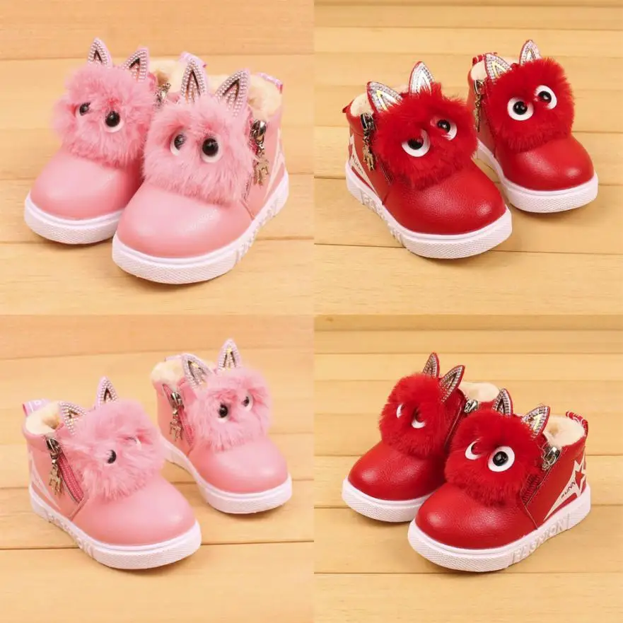 

Winter Warm Baby Boots Children Fashion Baby Girls Sneaker Boots PU Leather Kid Warm Baby Casual Shoes Lovely Soft Free Shipping