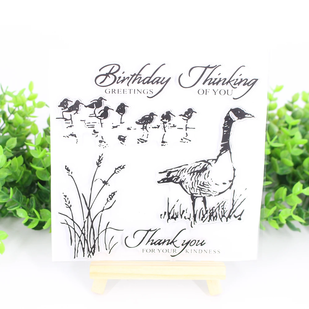 

14*14cm Wild duck Reed Pattern transparent silicone clear stamp for scrapbooking DIY craft decoration soft stamp kids stationery