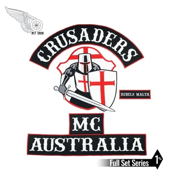 

CRUSADERS AUSTRALIA MC Vest Embroidered Iron On Back of Jacket Patch Black and White twill fabric Free Shipping DIY Eco-Friendly