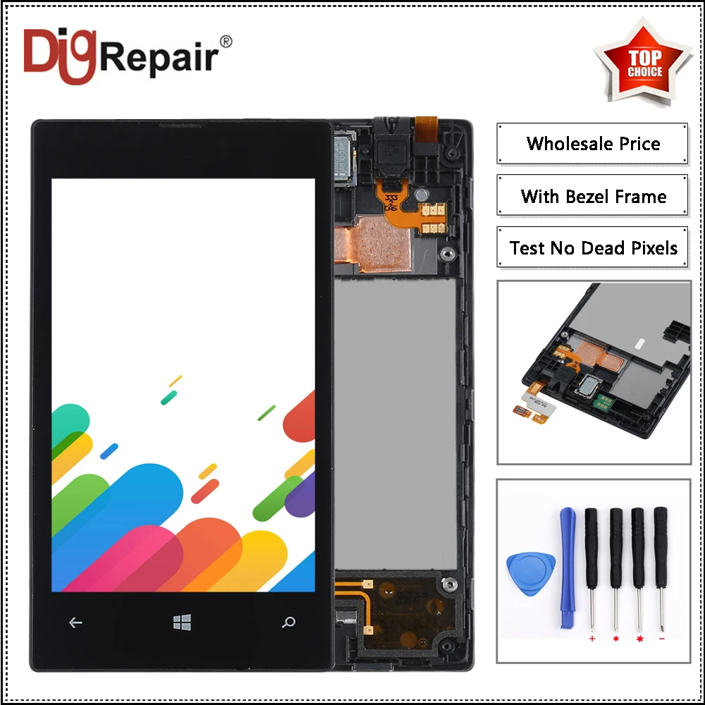 For nokia 520 lcd Black For Nokia Lumia 520 LCD Display Touch Screen