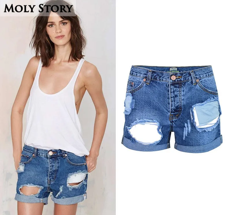 Fashion Boyfriend Denim Shorts Women 