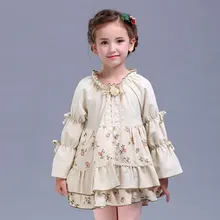 Дизайн, платья для маленьких девочек коллекция года, весенне-осеннее хлопковое детское платье принцессы с длинными рукавами, одежда для девочек возрастом 4, 6, 8, 10 лет