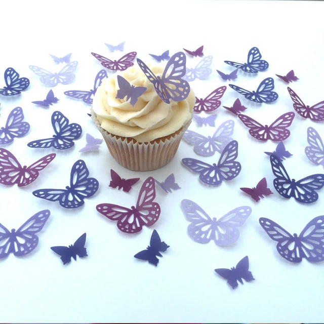 Edible Cupcake Top- 50 PRE CUT GOLD BUTTERFLIES - Wafer/ Rice Paper or  Icing