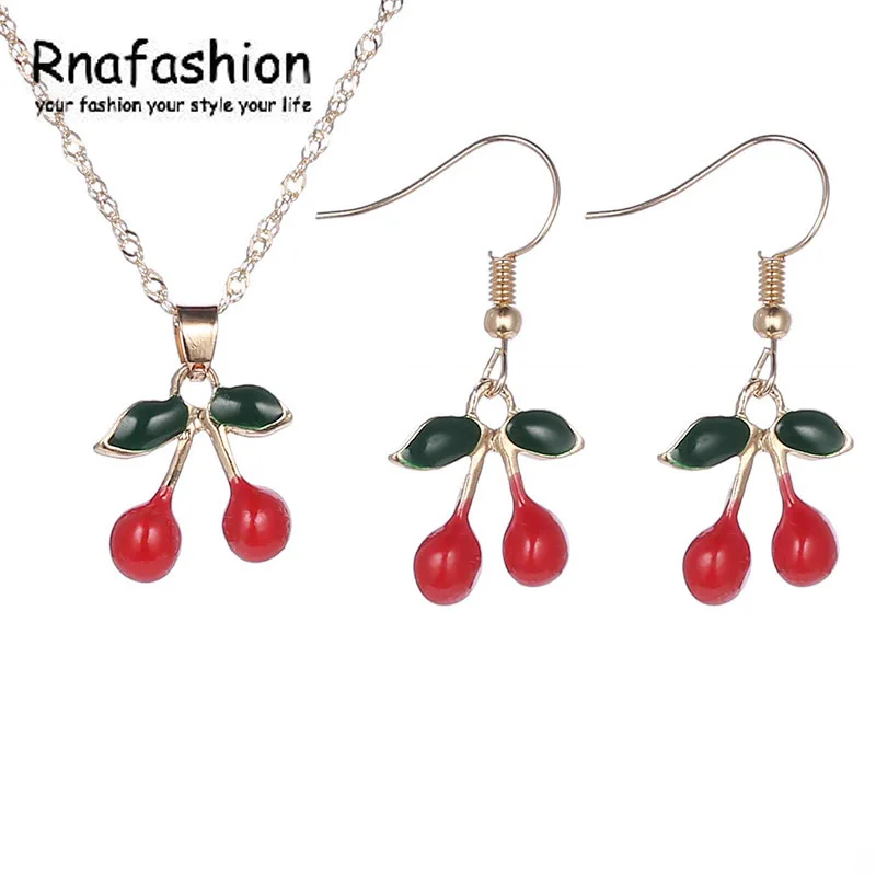 RNAFASHION роскошный опал красная вишня Женские Ювелирные наборы желтого золота