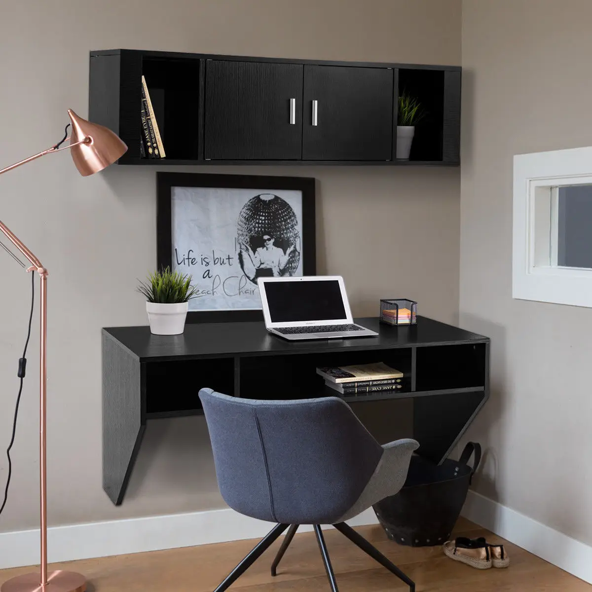 Low Cost Giantex Home Office Furniture Set Wall Mounted Floating Giantex Home Office Furniture Set Wall Mounted Floating Storage Cabinet Computer Table Desk Modern