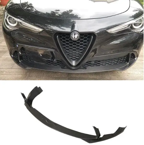 

Car Carbon Fiber Front Bumper Lid Splitters Spoiler Lip Cover For Alfa Romeo Stelvio 2016 2017 2018 2019