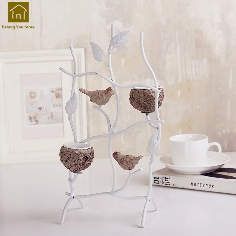 

White Metal Bird Candle Holders Design Candlestick Morocco Candelabros Decorativos Portavelas Iron Tea Light Holder JKL130