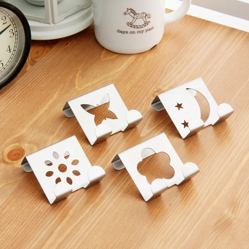 4Pcs/Set Cartoon Figures Over Door Hooks Drawer Hook High-Grade Stainless Steel Back Door Hook Rack Hanger For Clothes Bag Hat