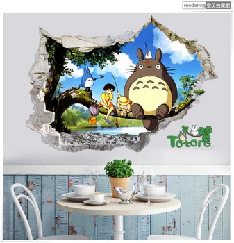 

3D breakthrough Wall Anime Totoro Kids Wall Sticker Art Decal Bedroom Nursery Home Decor A021