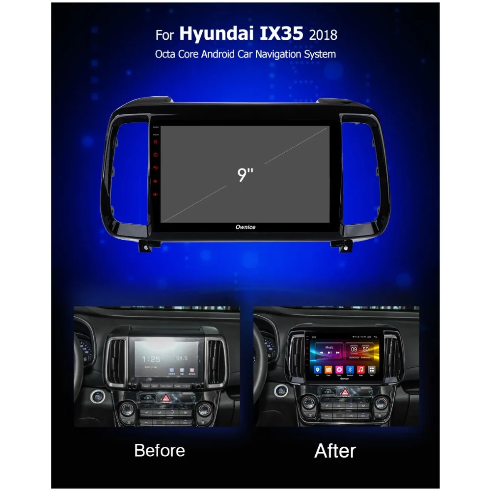 Sale 9" IPS+2.5D Octa Core 4GB RAM+32GB ROM Android 9.0 Car DVD Radio GPS Navi DSP CarPlay For Hyundai IX35 2018 2019 Multimedia 1
