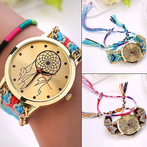 

Women Wristwatches Dreamcatcher Friendship Wrist Watches Braid Dress Bracelet Watches 75H2