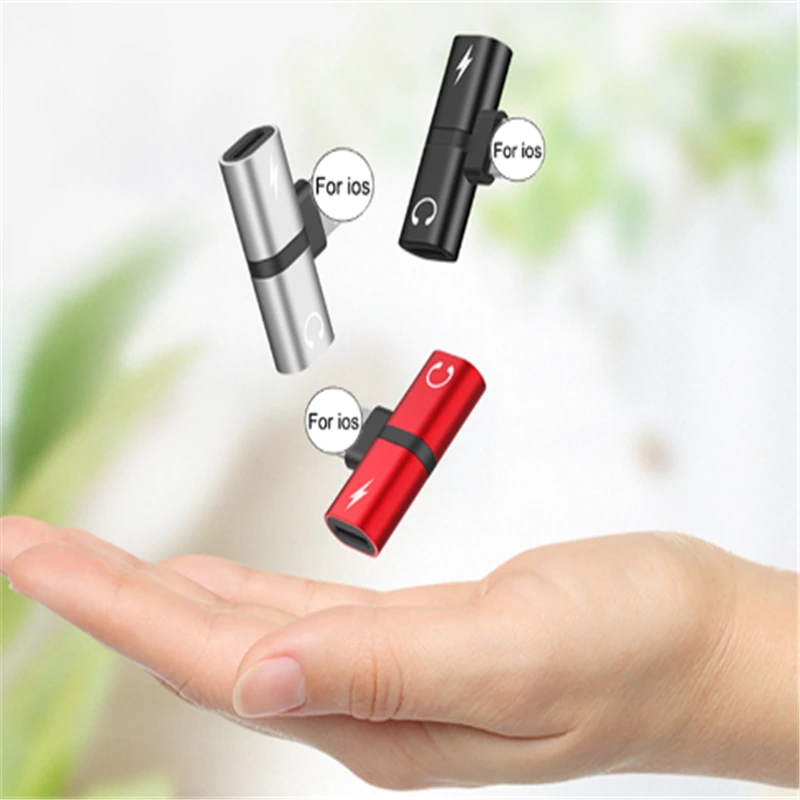 

1Pcs 100%High Quality 2 in 1 Audio Adapter For iPhone 6 6s 7 8 Plus X Splitter Charger Headphone Adapt
