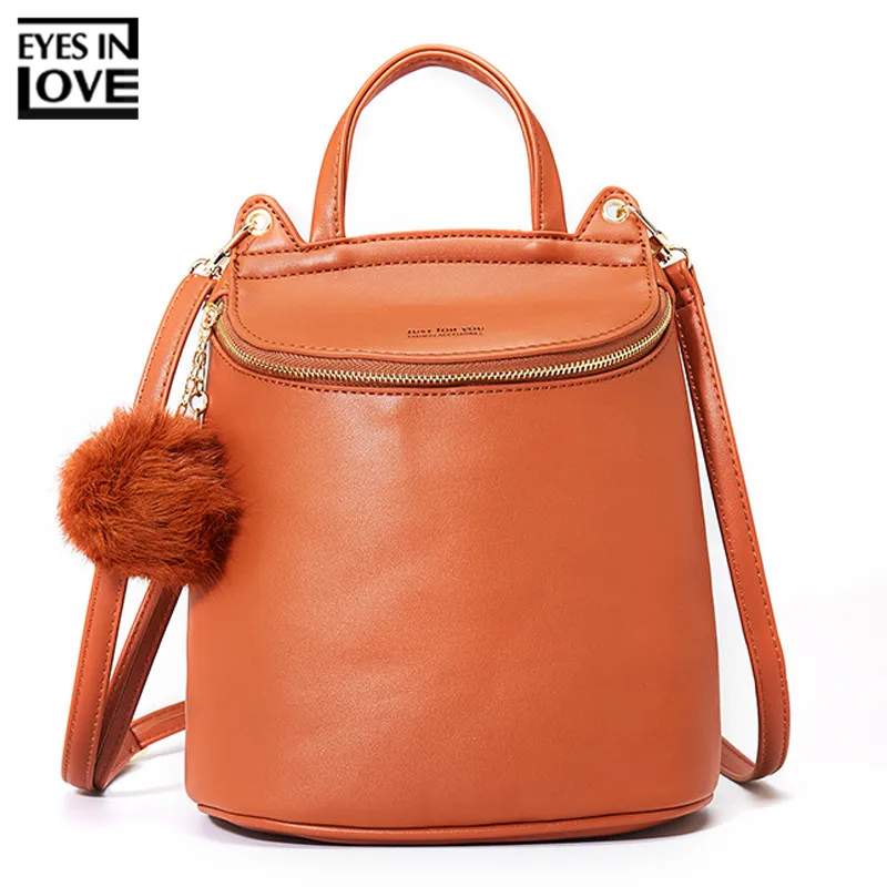 

2019 New Designer Fashion Women Backpack Multi-Function Fur Tassel Leather Small Backpack Female Ladies Shoulder Bag Girl Brand