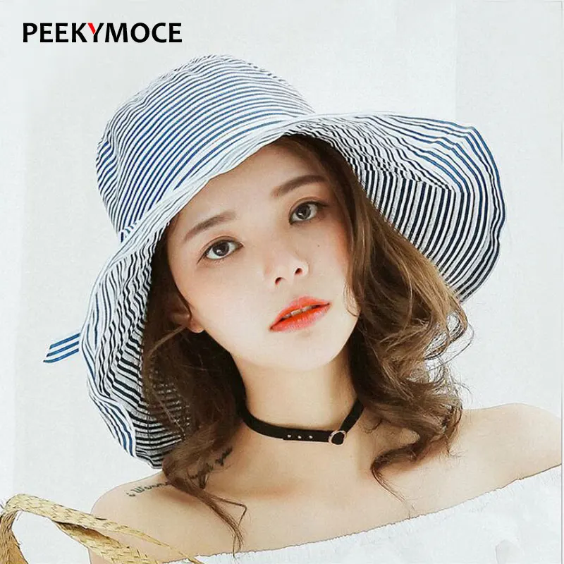 

Peekymoce Women'S Hat Summer New Version Of The Sun Visor New Folding Large Brim Sun Hats Cap Casquette Ladies Beach Hat Sale