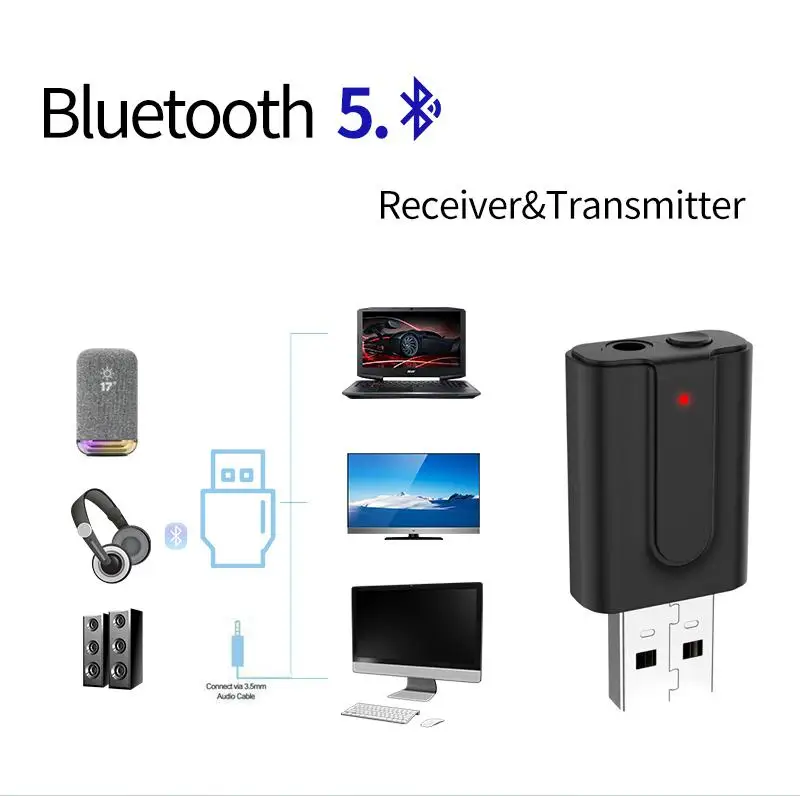 2 в 1 беспроводной Bluetooth 5 0 передатчик приемник 3 мм AUX аудио адаптер для ТВ ПК