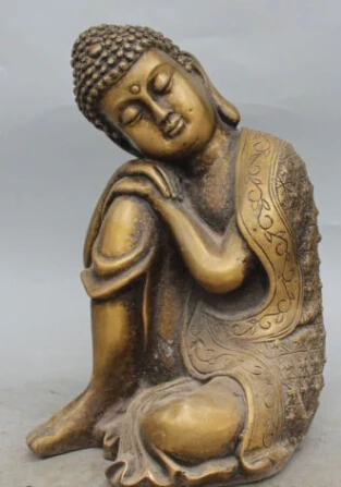 

JP S0083 10"Tibet Buddhism Pure Bronze Shakyamuni Sleeping Amitabha Buddha Carving Statue Discount 35%