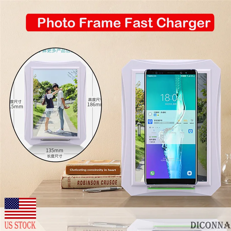 

Wireless Fast Charger Stand Photo Picture Frame Home Table Decor Mobile Phone Chargers Charging for Love Gife For Her/Him