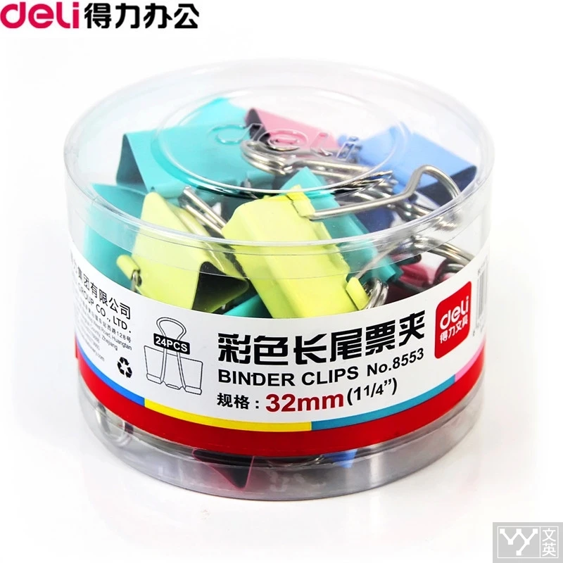 

Deli 8553es Tail Clip 32mm Color 24 Dovetail Office Wallet Sub Folder kawaii