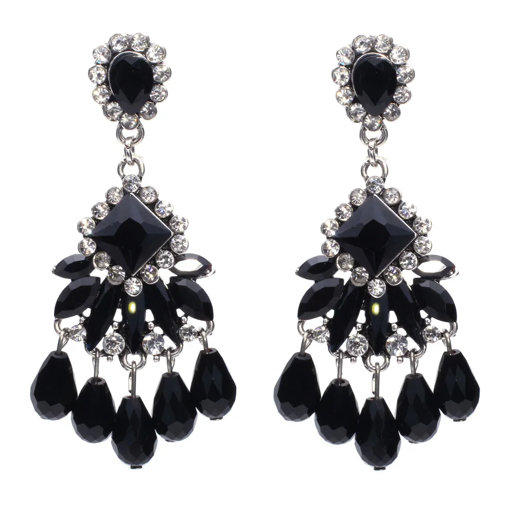 

New fashion jewelry hot sale crystal party girls shining customized big bead flower feather shape elegant stud Earring for women