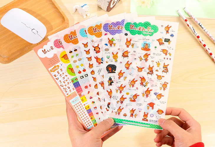 

Кавайная наклейка с кроличьими ушками для девочек, органайзер из ПВХ, календарь, дневник, планер, дневник, наклейка для дневника