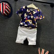 Комплект одежды для маленьких мальчиков, летняя одежда для младенцев Одежда для маленьких мальчиков хлопковая футболка с короткими рукавами+ шорты комплект одежды из 2 предметов для маленьких мальчиков возрастом от 2 до 6 лет